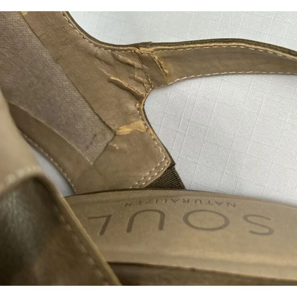 Soul Naturalizer Women's 8M Clayre Slingback Sandals Brown Vegan Leather Stacked